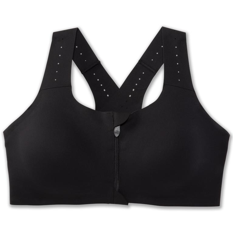 Brooks Dare Zip 2.0 Sports Running Bra - Women's - Black (02613-MOVQ)